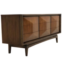 Mid-Century Modern Diamond Credenza Sideboard Dresser