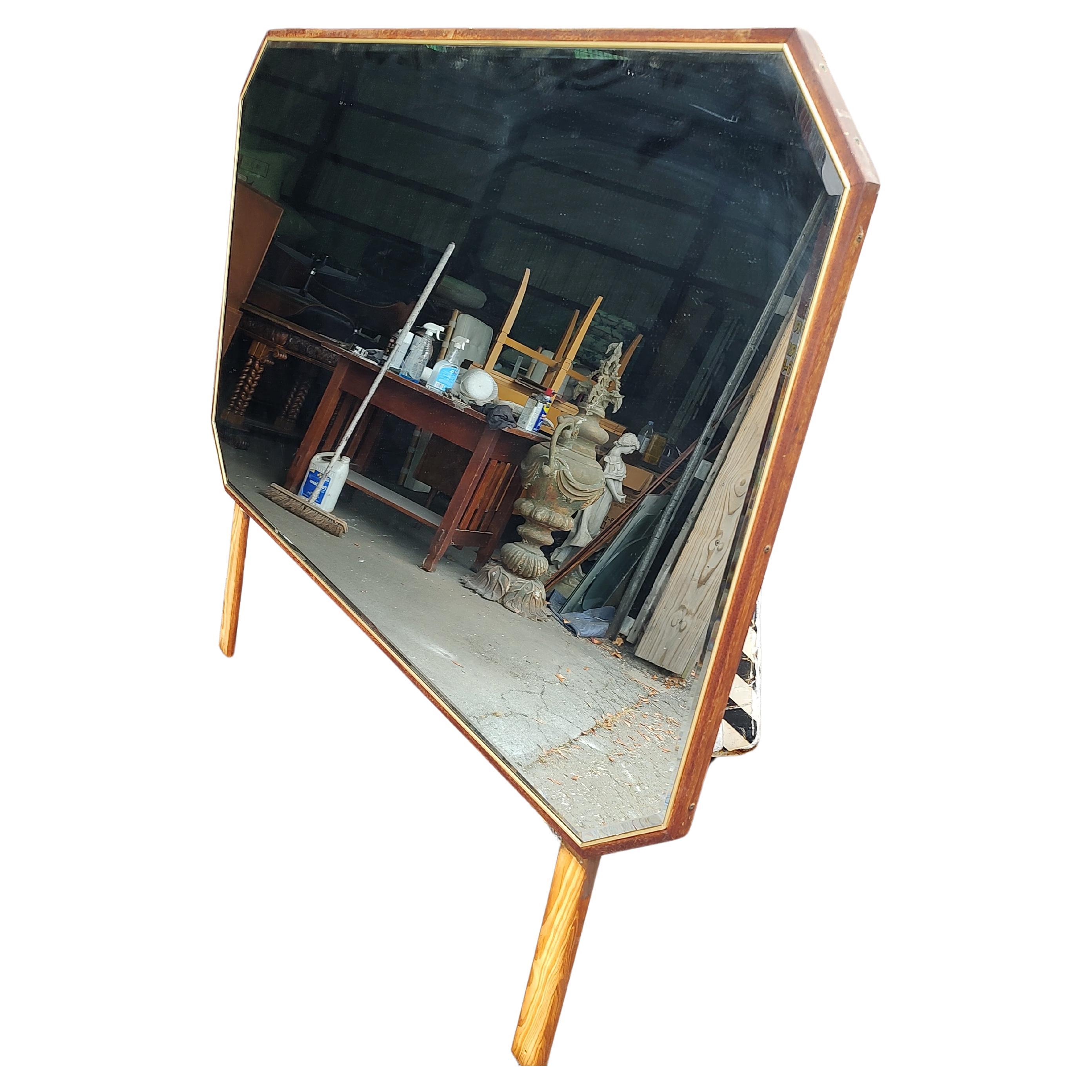 Mid-Century Modern Mid Century Modern Diamond Faced Walnut Triple Dresser with Full Length Mirror For Sale