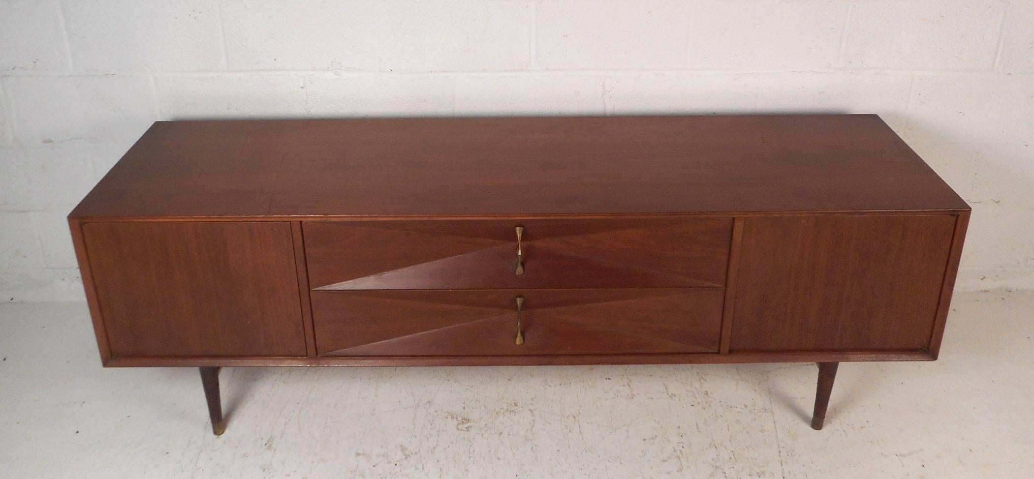 American Mid-Century Modern Diamond Front Credenza attributed to Albert Parvin