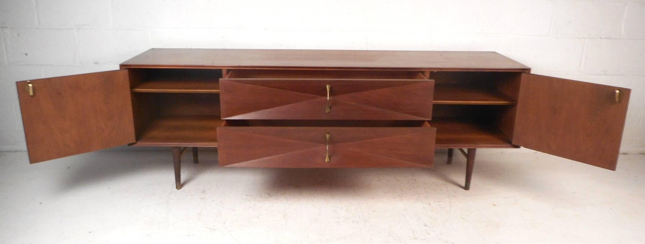 Late 20th Century Mid-Century Modern Diamond Front Credenza attributed to Albert Parvin