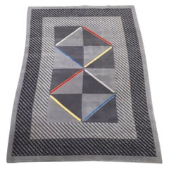 Tappeto con motivo a diamante moderno di metà secolo, anni '80