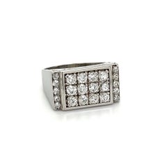 Mid Century Modern Diamond Platinum Vintage Band Ring
