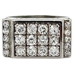 Mid Century Modern Diamond Platinum Vintage Band Ring 