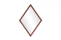 Expertly Restored - Mid-Century Modern Diamond Shape Rosewood Mirror
