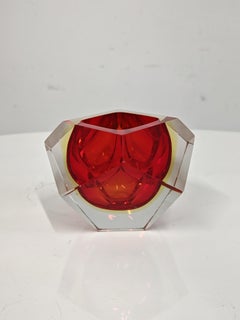 Mid Century Modern Diamond shaped Murano glass bowl or ashtray by Flavio Poli