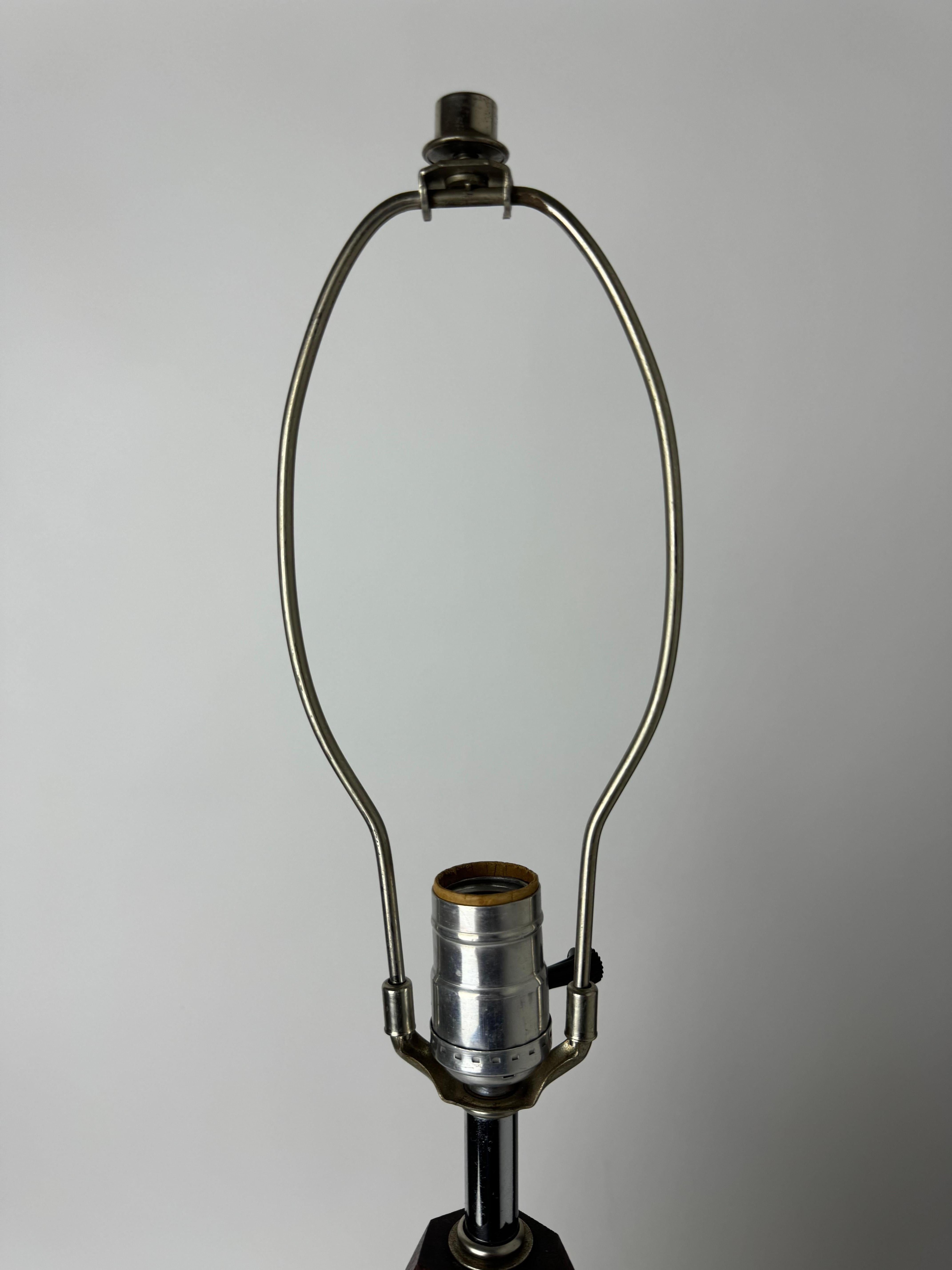 Mid Century Modern Diamond Shaped Teak Table Lamp For Sale 3