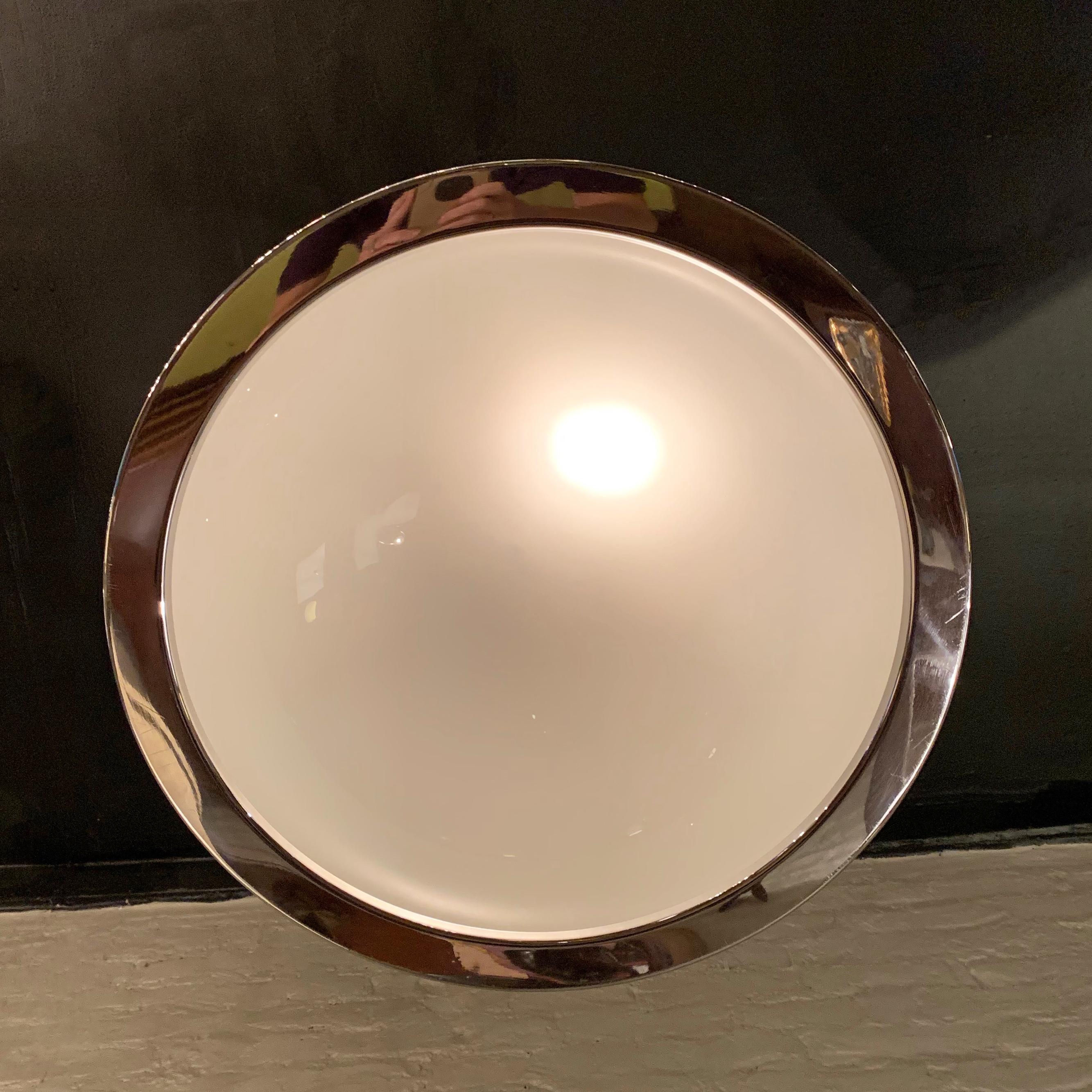 Mid-Century Modern Diffused Dome Pendant Light In Good Condition In Brooklyn, NY