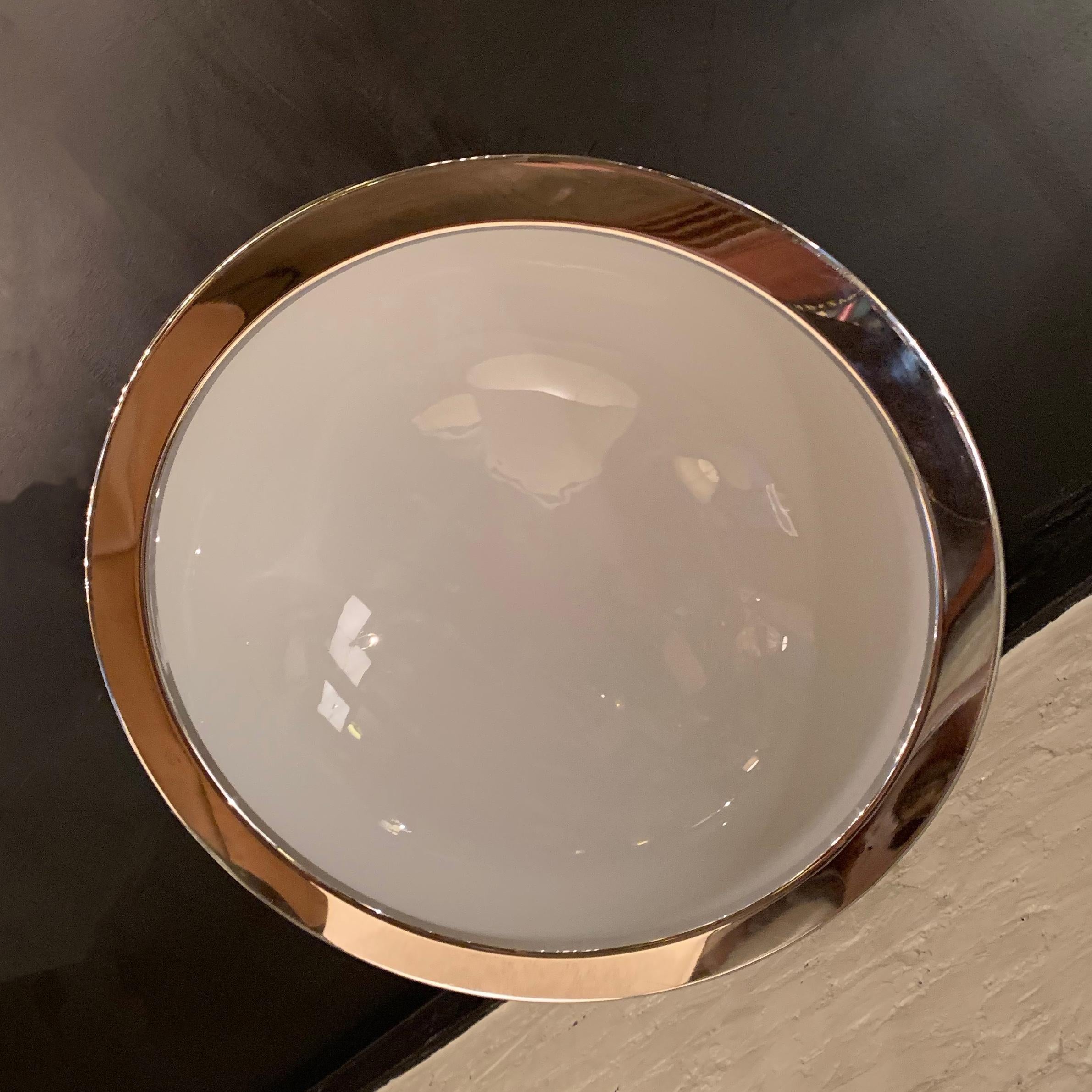 20th Century Mid-Century Modern Diffused Dome Pendant Light