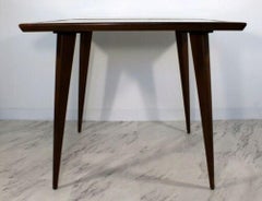Mid Century Modern Dinette Foyer Game Table Walnut Wood and Inlaid Tile Danish