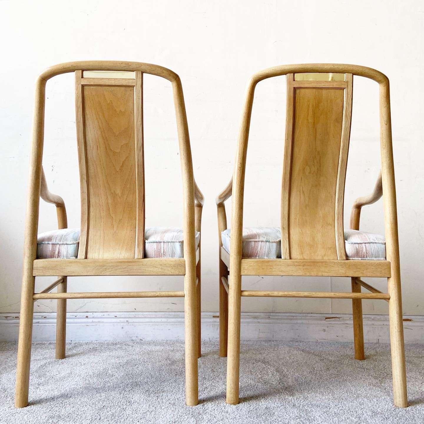 Late 20th Century Mid Century Modern Dining Armchairs by Drexel Heritage For Sale
