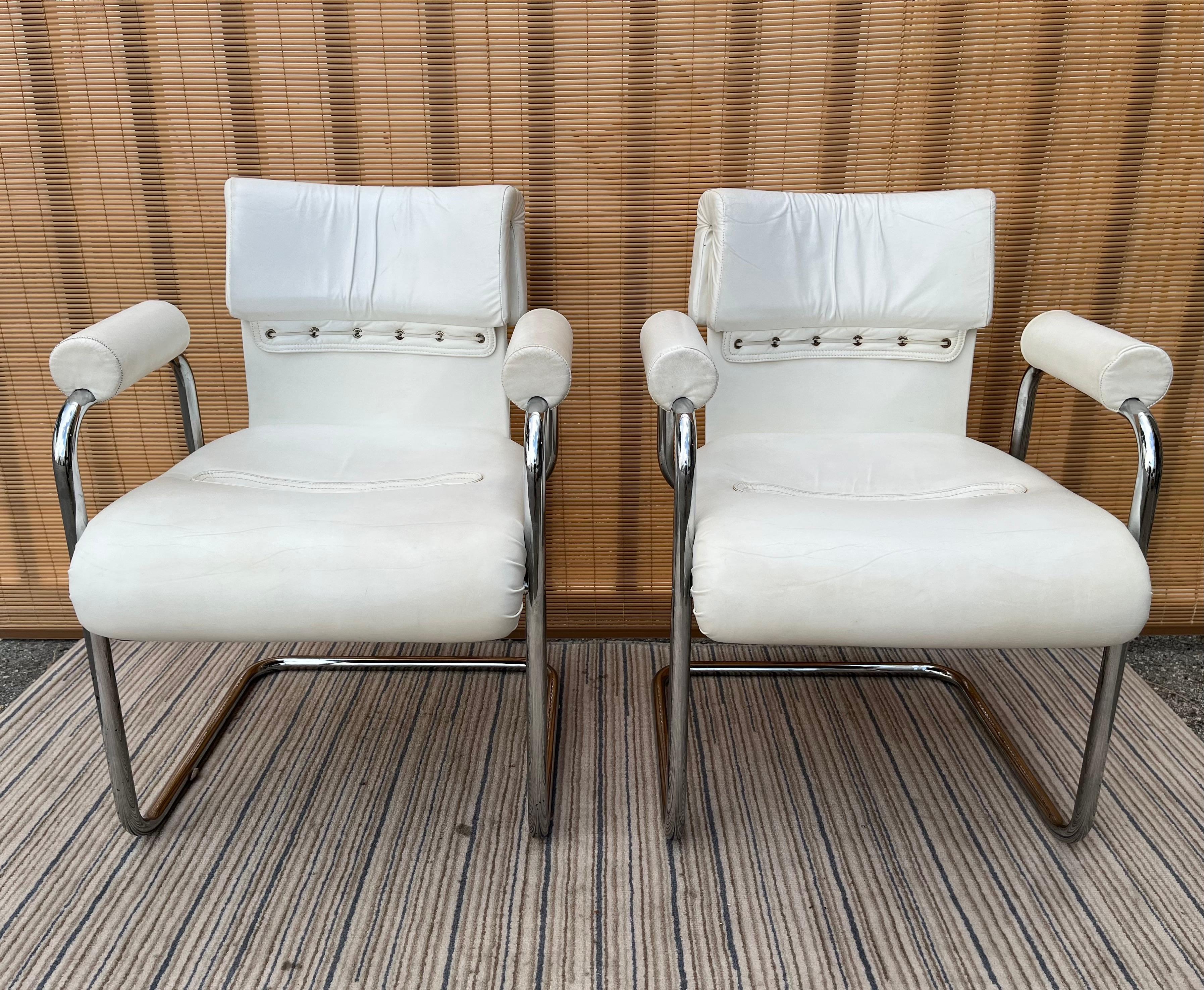 Leather Mid-Century Modern Dining Armchairs by I4Mariani for the Pace Collection For Sale