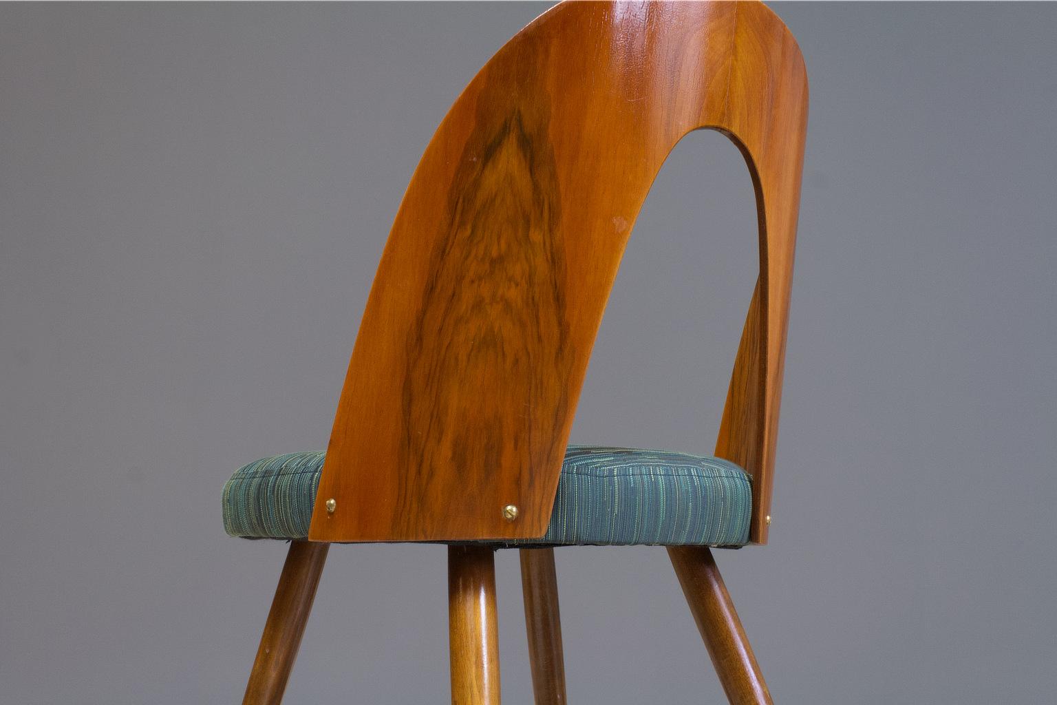 Fabric Mid-Century Modern Dining Chair Bent Plywood Back in by Antonin Šuman