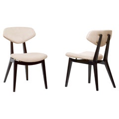 Silla de Comedor Moderna de Mediados de Siglo en Terciopelo con Estructura de Madera de Ébano y Detalle de Latón