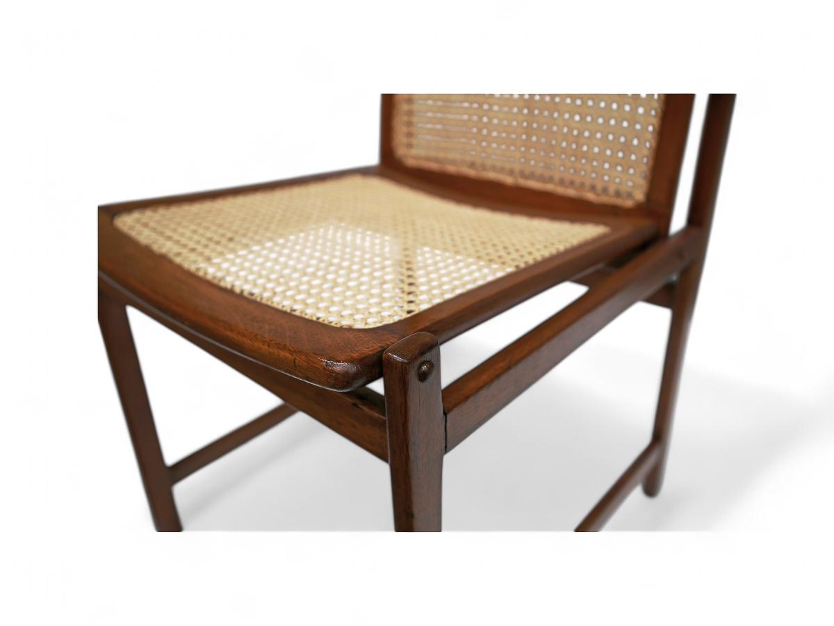 Cane Mid-Century Modern Dining Chair Set in Hardwood & Caning, Celina, Brazil, 1960s For Sale