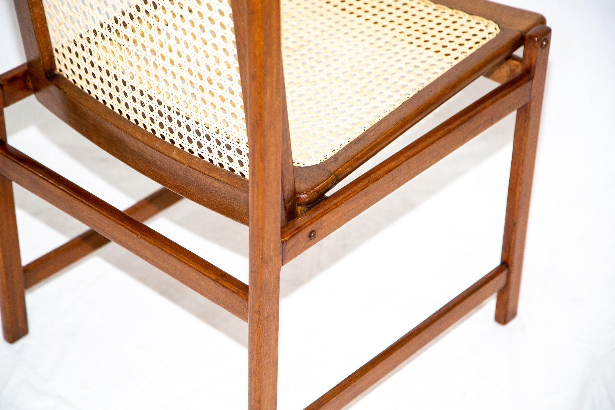 Mid-Century Modern Dining Chair Set in Hardwood & Caning, Celina, Brazil, 1960s For Sale 3