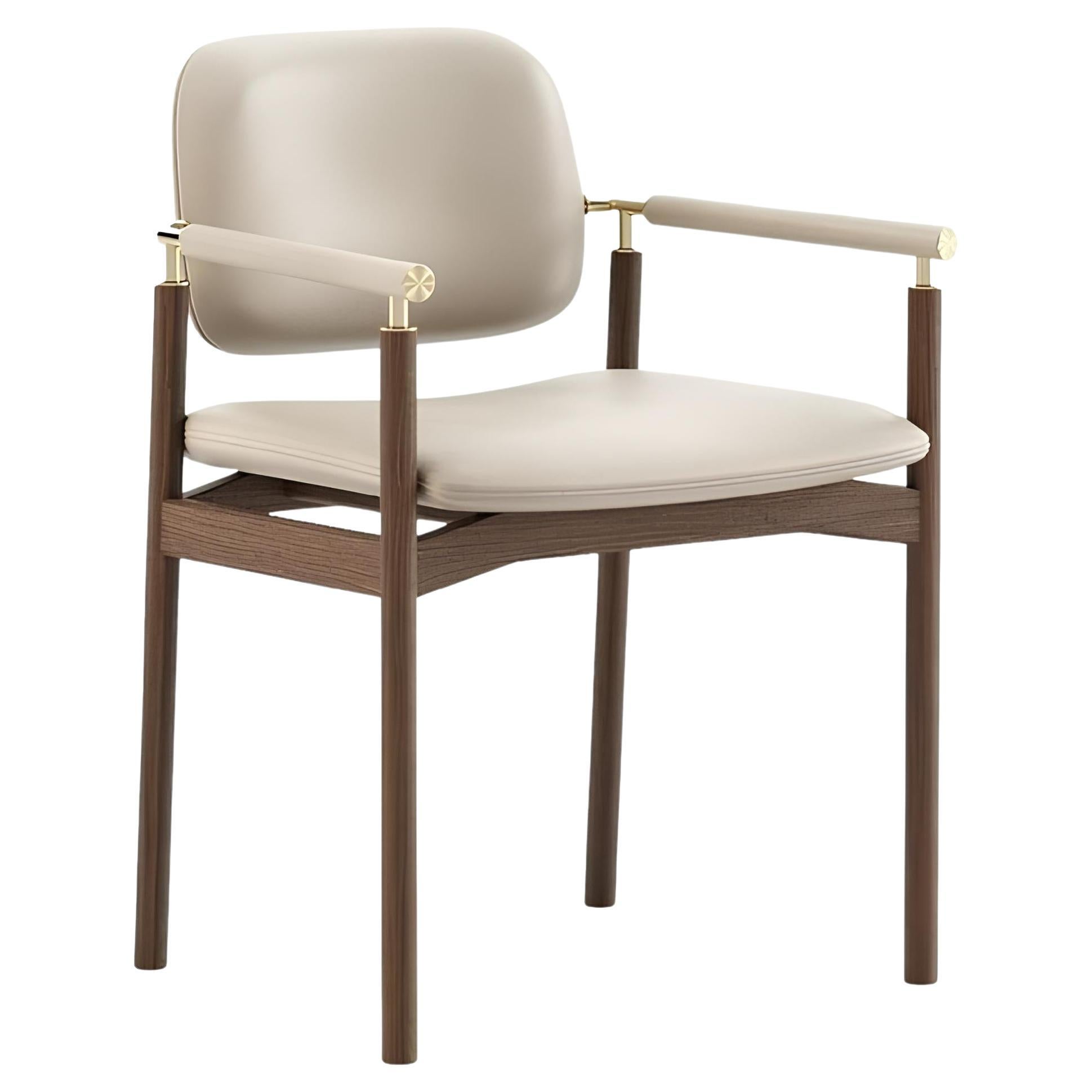 Mid-Century Modern Dining Chair with Minimalist Brass Accents