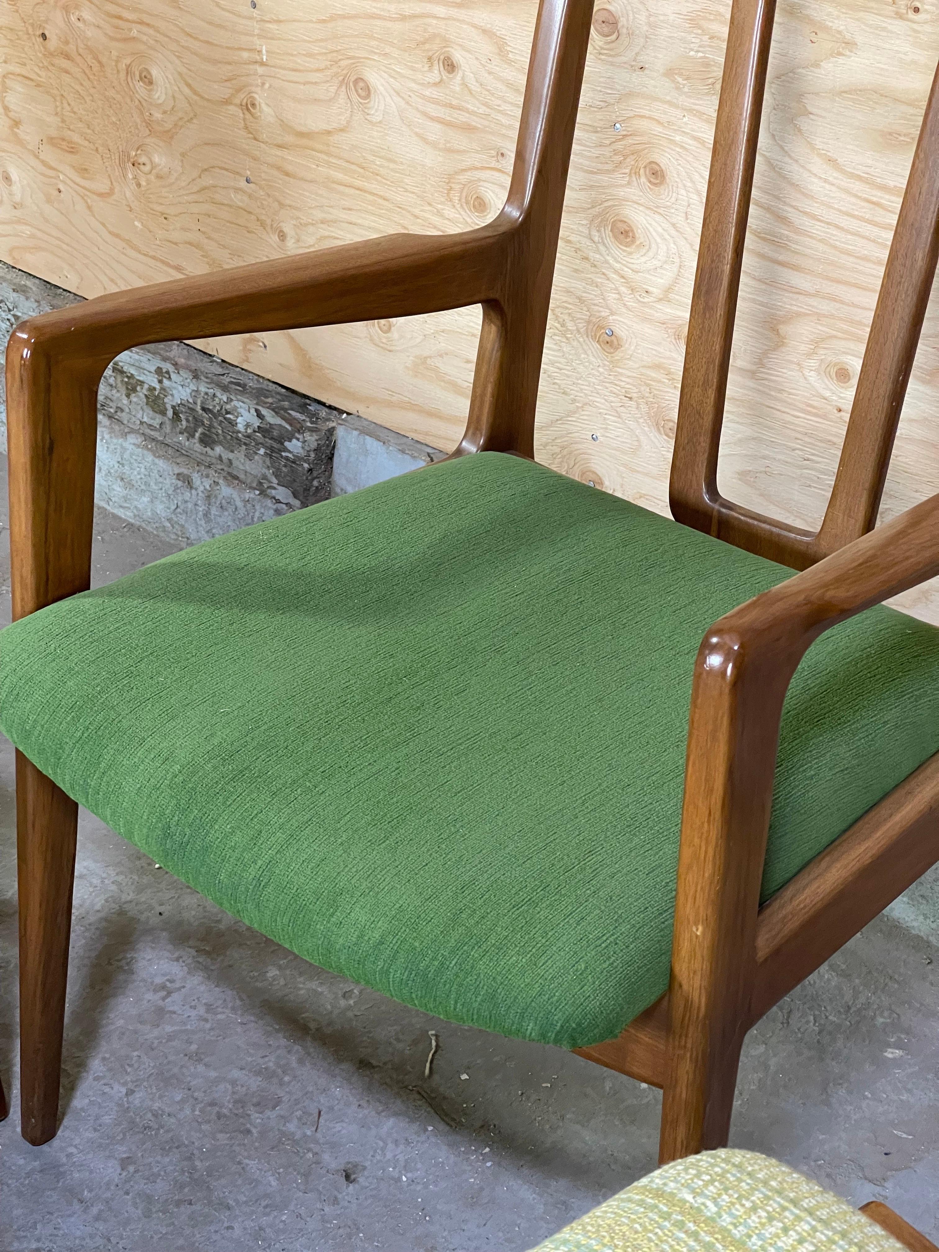 Mid-Century Modern Dining Chairs After James Mont Six in Walnut at