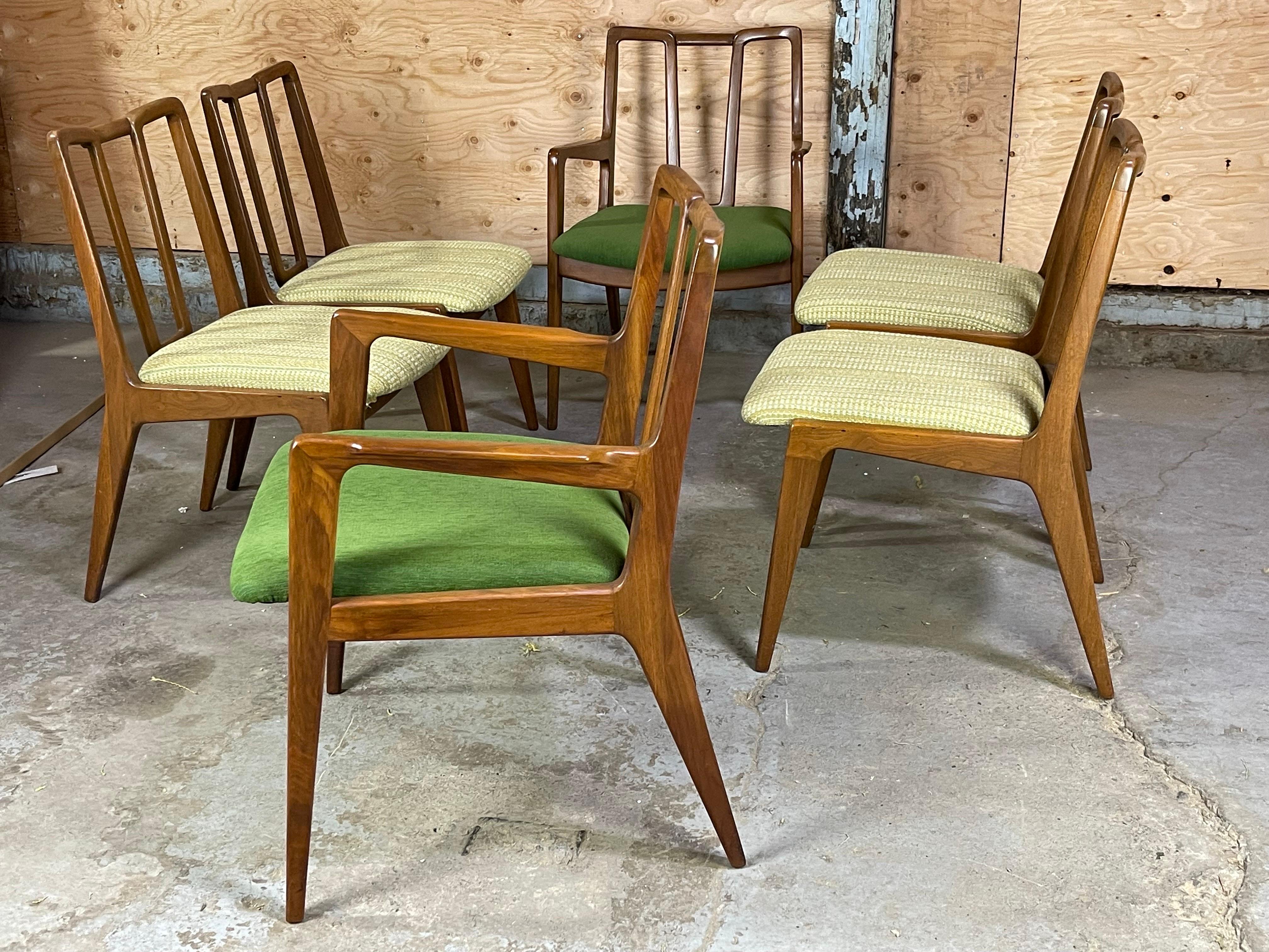 Mid-Century Modern Dining Chairs After James Mont Six in Walnut 9