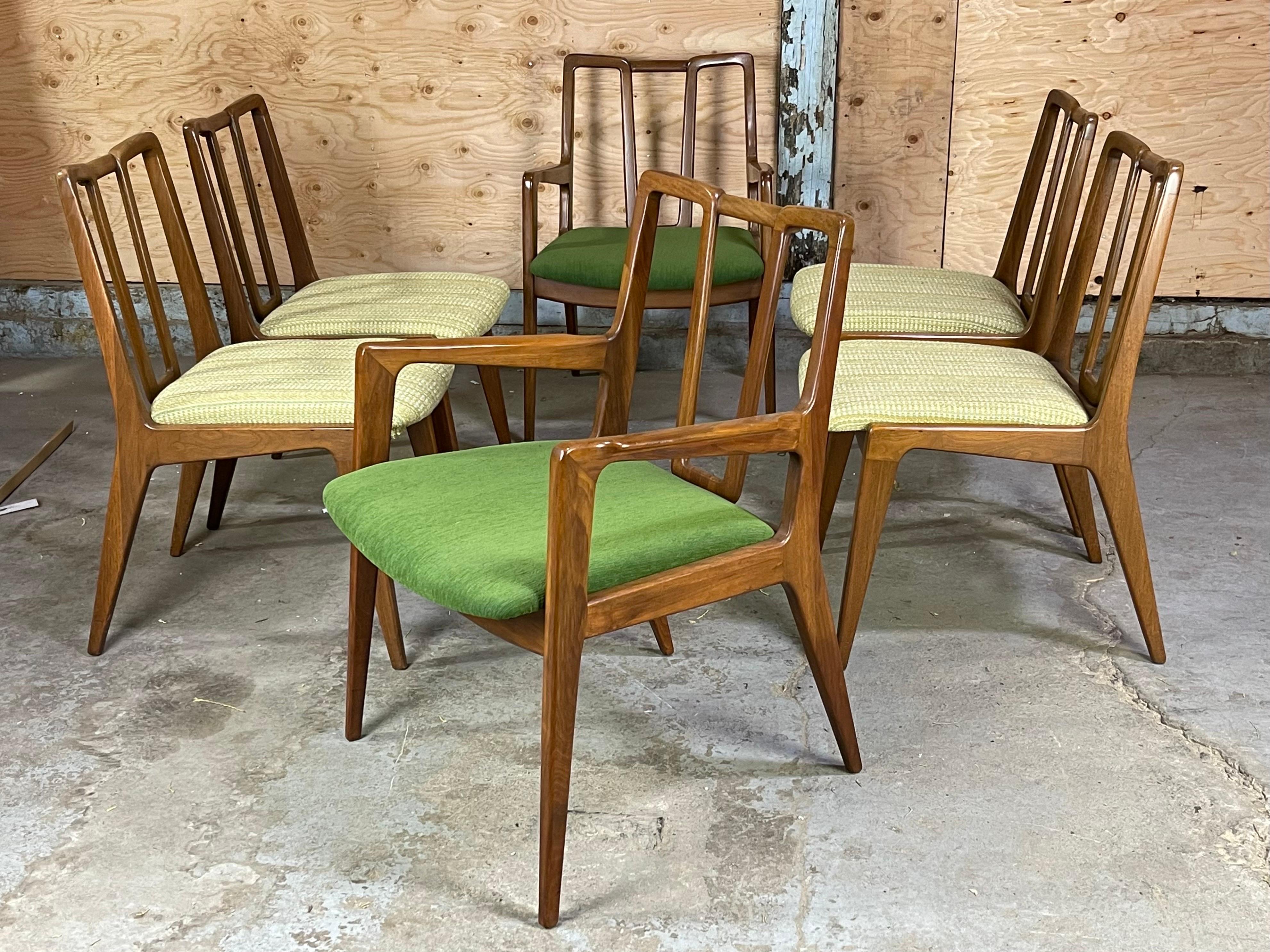 Mid-Century Modern Dining Chairs After James Mont Six in Walnut 10