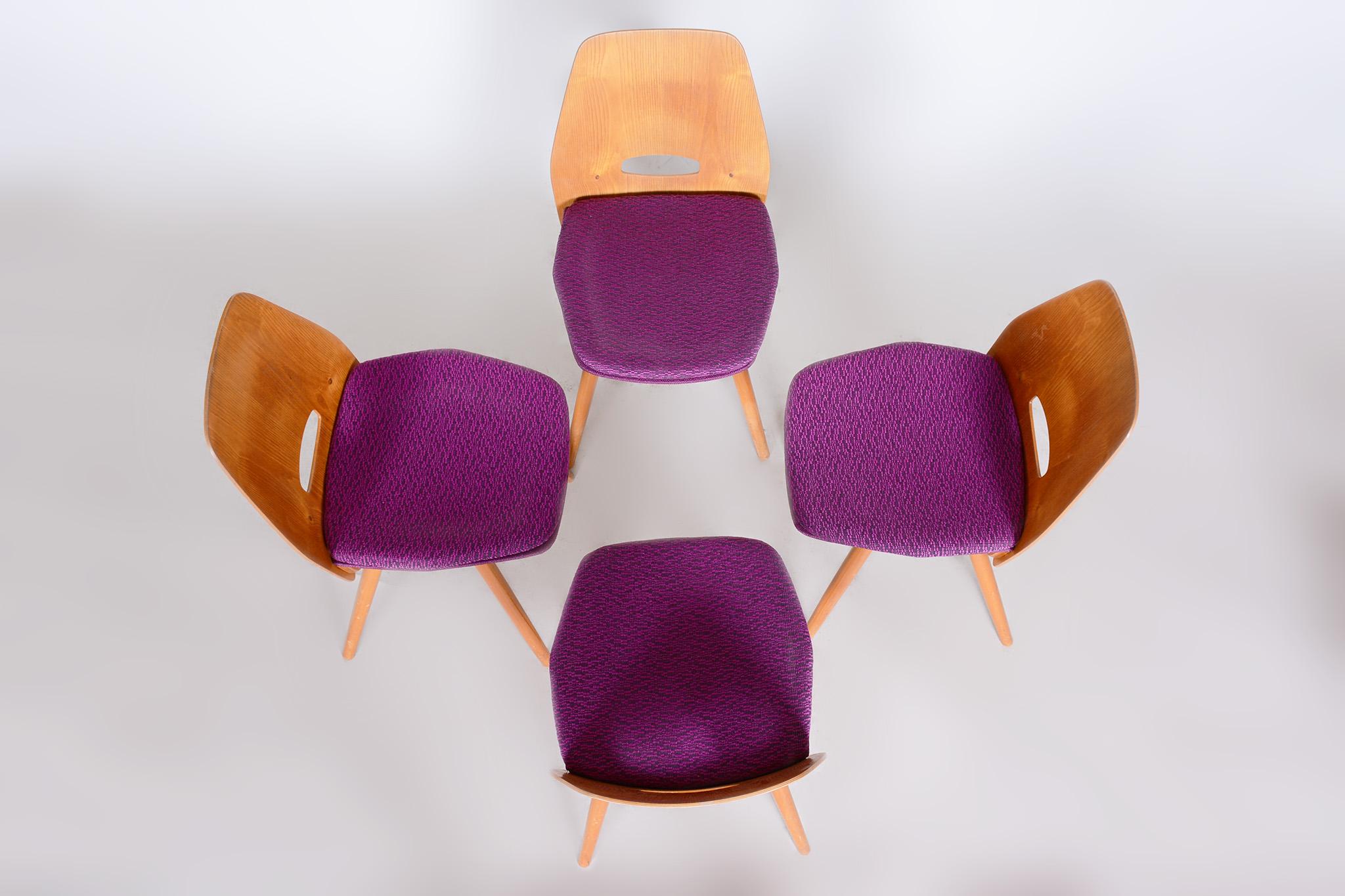 Milieu du XXe siècle Chaises de salle à manger modernes du milieu du siècle, Design/One par František Jirák pour Tatra Nábytok en vente