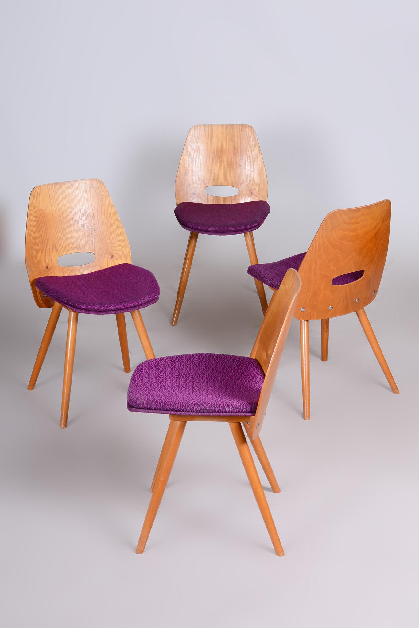 Fabric Mid-Century Modern Dining Chairs, Designed by František Jirák for Tatra Nábytok For Sale