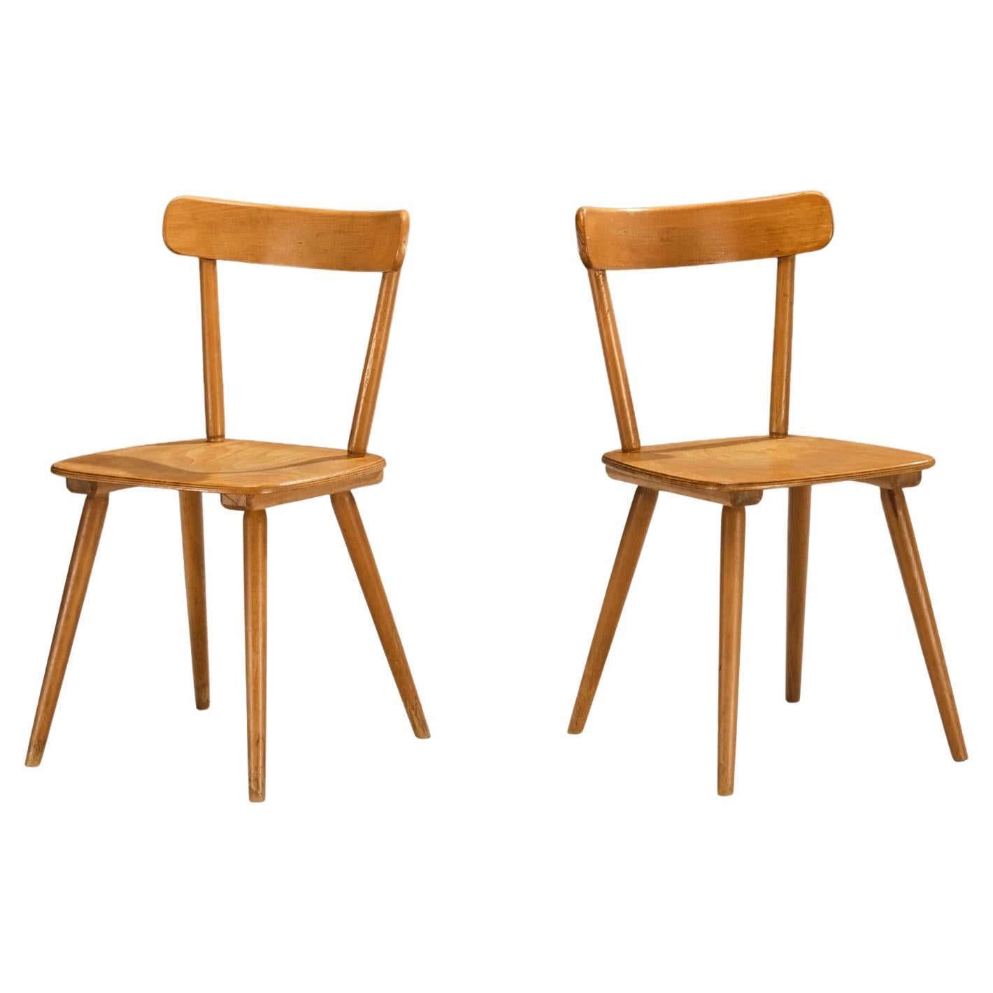 Mid-Century Modern Dining Chairs in Blonde Wood