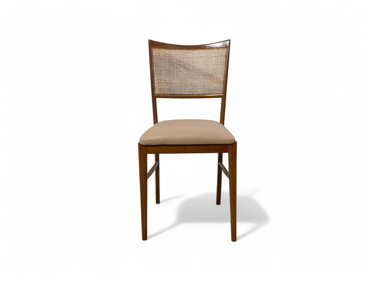 20th Century Mid Century Modern Dining Chairs in Hardwood and Cane, Brazil, 1960s For Sale