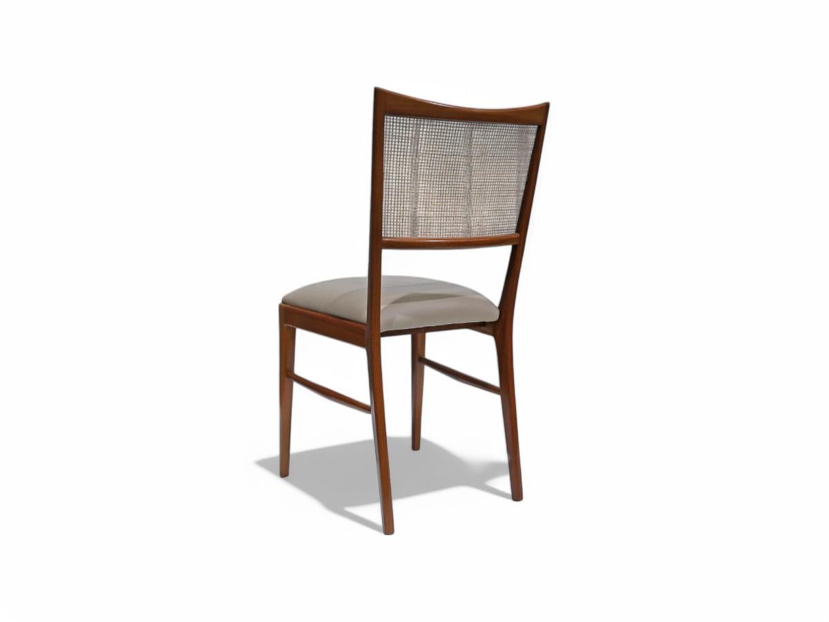 Leather Mid Century Modern Dining Chairs in Hardwood and Cane, Brazil, 1960s For Sale