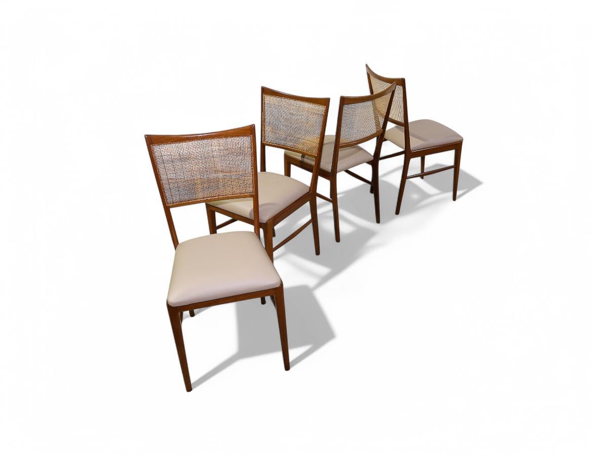 Brazilian Mid Century Modern Dining Chairs in Hardwood and Cane, Brazil, 1960s For Sale