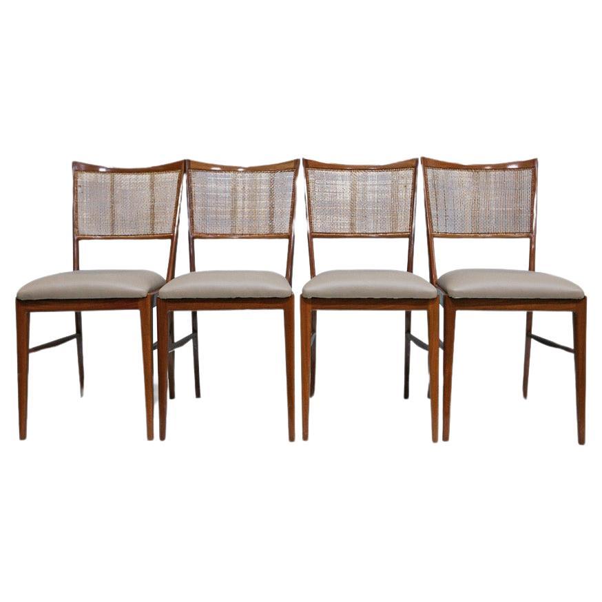 Mid-Century Modern Mid Century Modern Dining Chairs in Hardwood and Cane, Brazil, 1960s For Sale