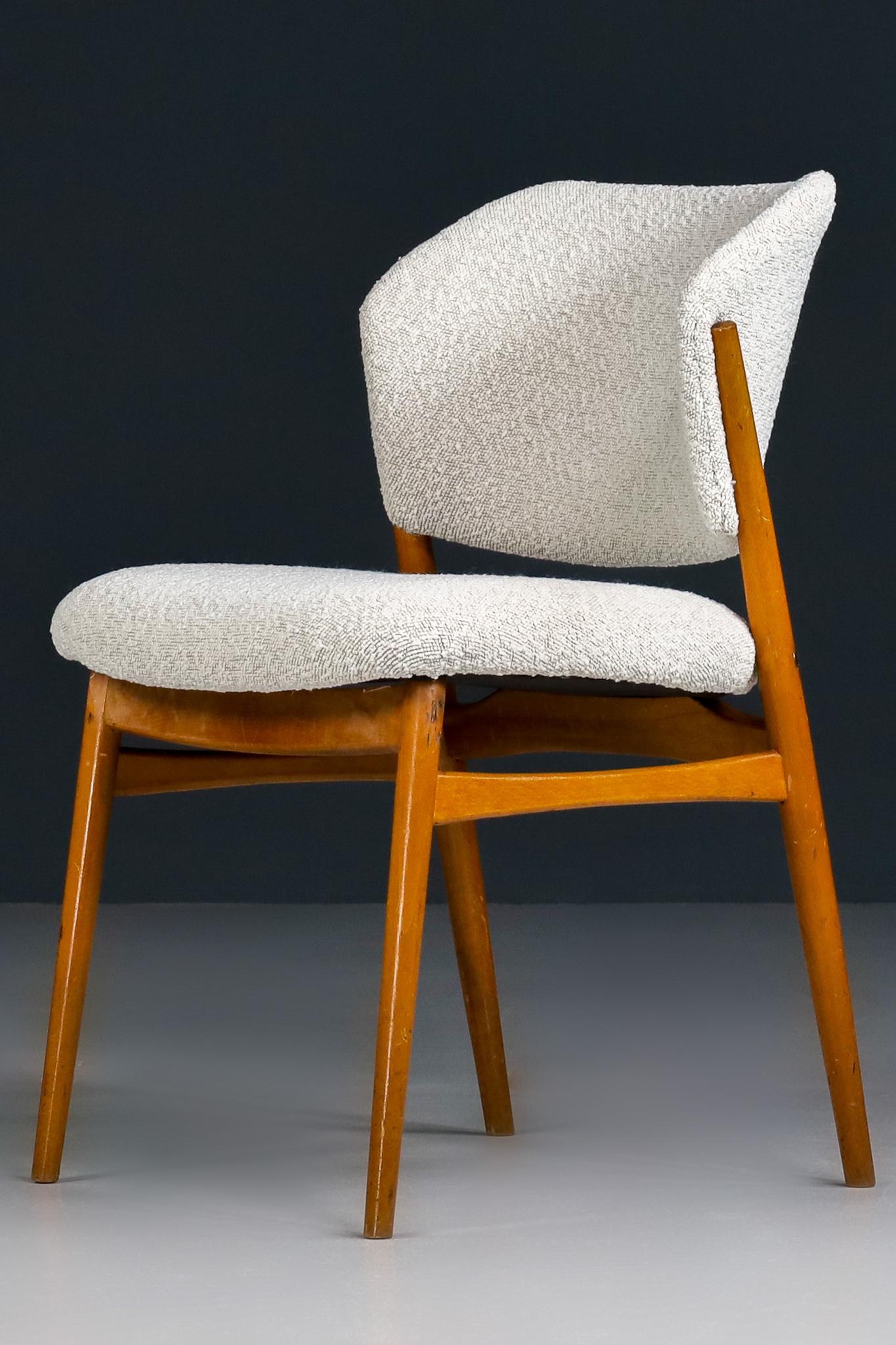 Mid-Century Modern Dining Chairs in New Bouclé Fabric by Spahn, Germany 1950s For Sale 1