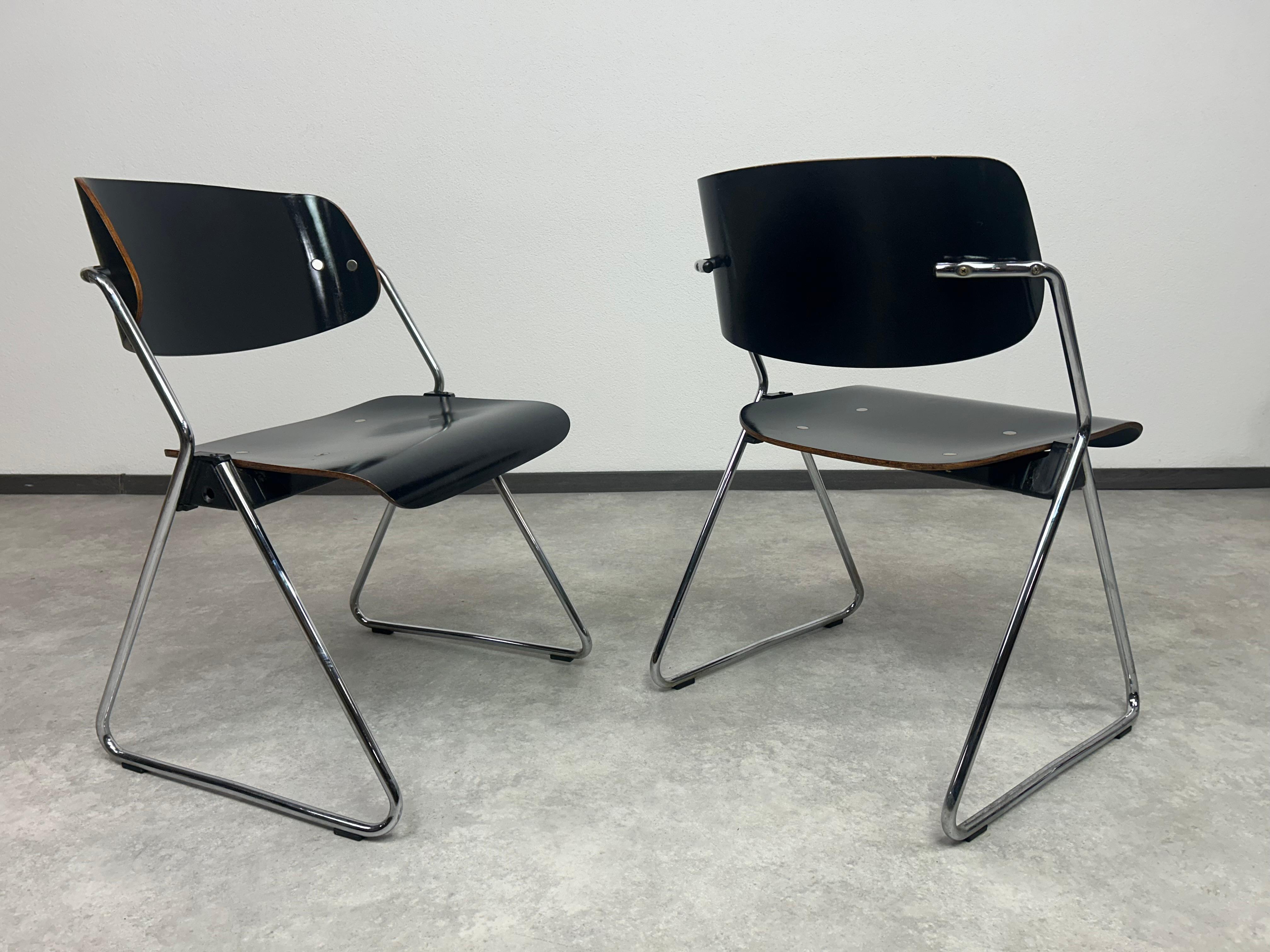 Sillas de comedor modernas de mediados de siglo nº 614/3 de Klaus Franck para Wilkhahn en Bueno estado para la venta en Banská Štiavnica, SK