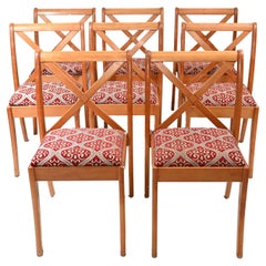 Mid-Century Modern Dining Chairs Satinwood Set 8