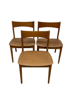 Mid-Century Modern Dining Chairs, Set of 3, Wooden Frames with Curved Backrests