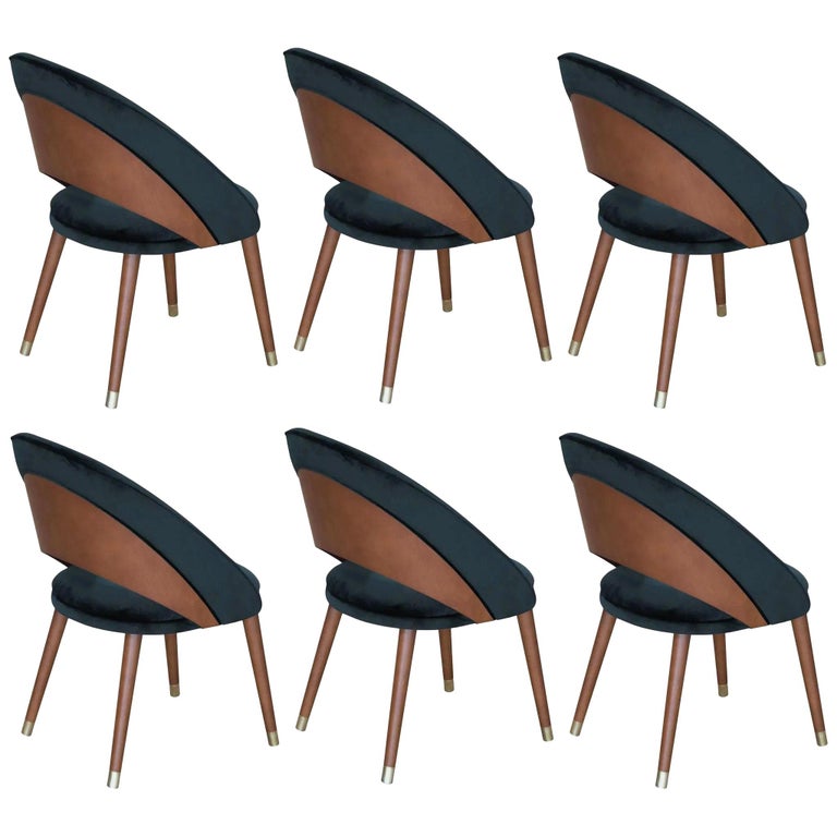 Mid-Century Modern Style Dining Chairs, Set of 6 For Sale