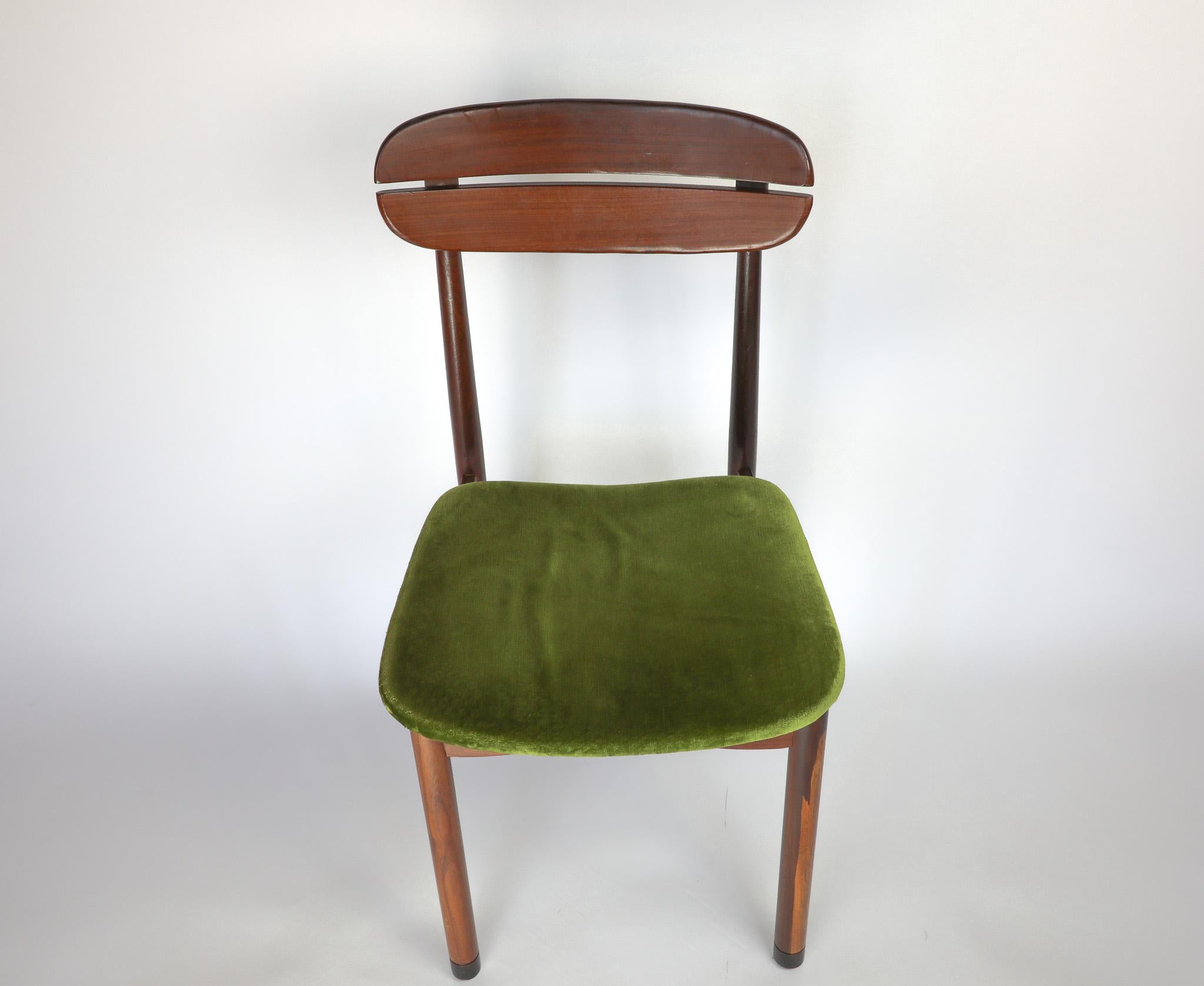 Mid-Century Modern Dining Chairs with Green Velvet Upholstery 'Set of 6', 1950s For Sale at ...