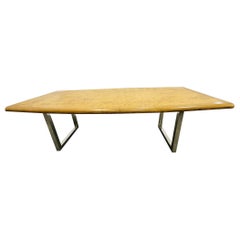 Mid-Century Modern Dining / Conference Table, Burl Wood, Chrome, American, 1960s