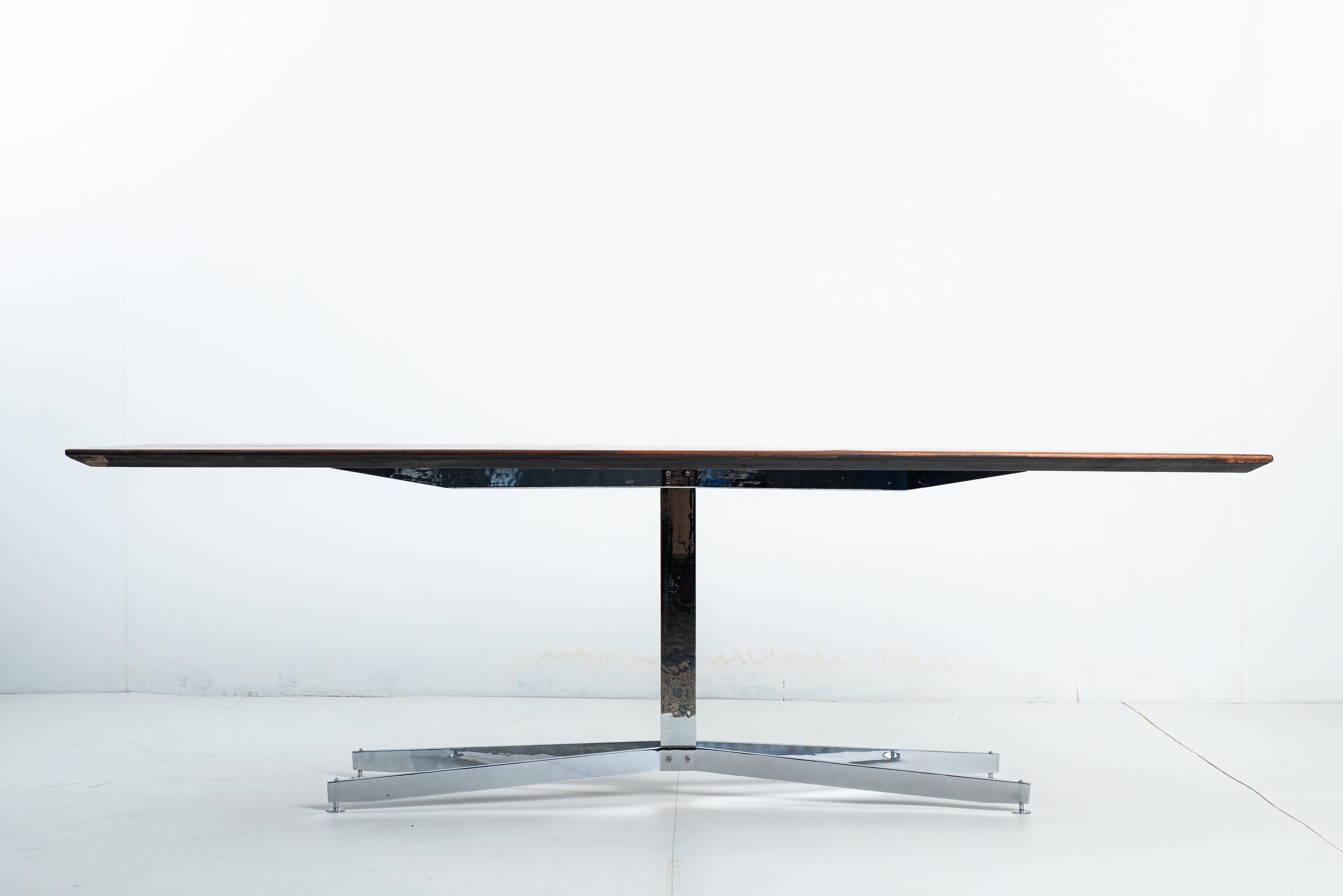 Metalwork Mid-Century Modern Dining/ Conference Table by Forma S.A., Brazil, 1950s For Sale