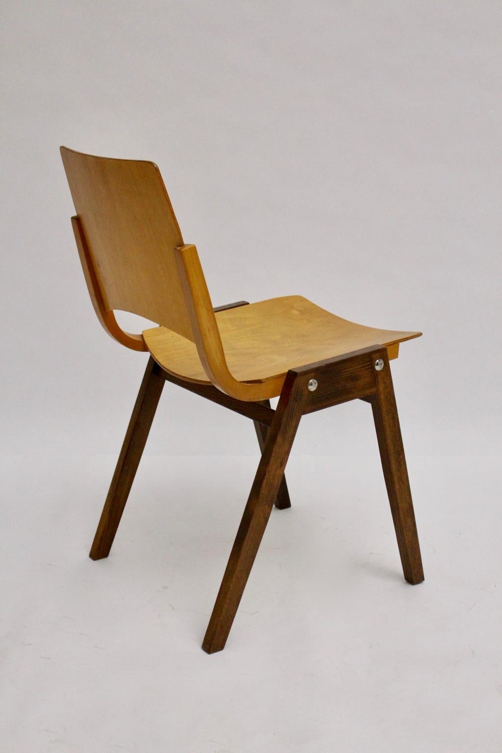 Mid-Century Modern Beech Bicolor Dining Room Chairs Roland Rainer Austria 1952 For Sale 4