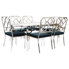 Retro Mid-Century Modern Chinese Chippendale Dining Room Table & Chairs DIA