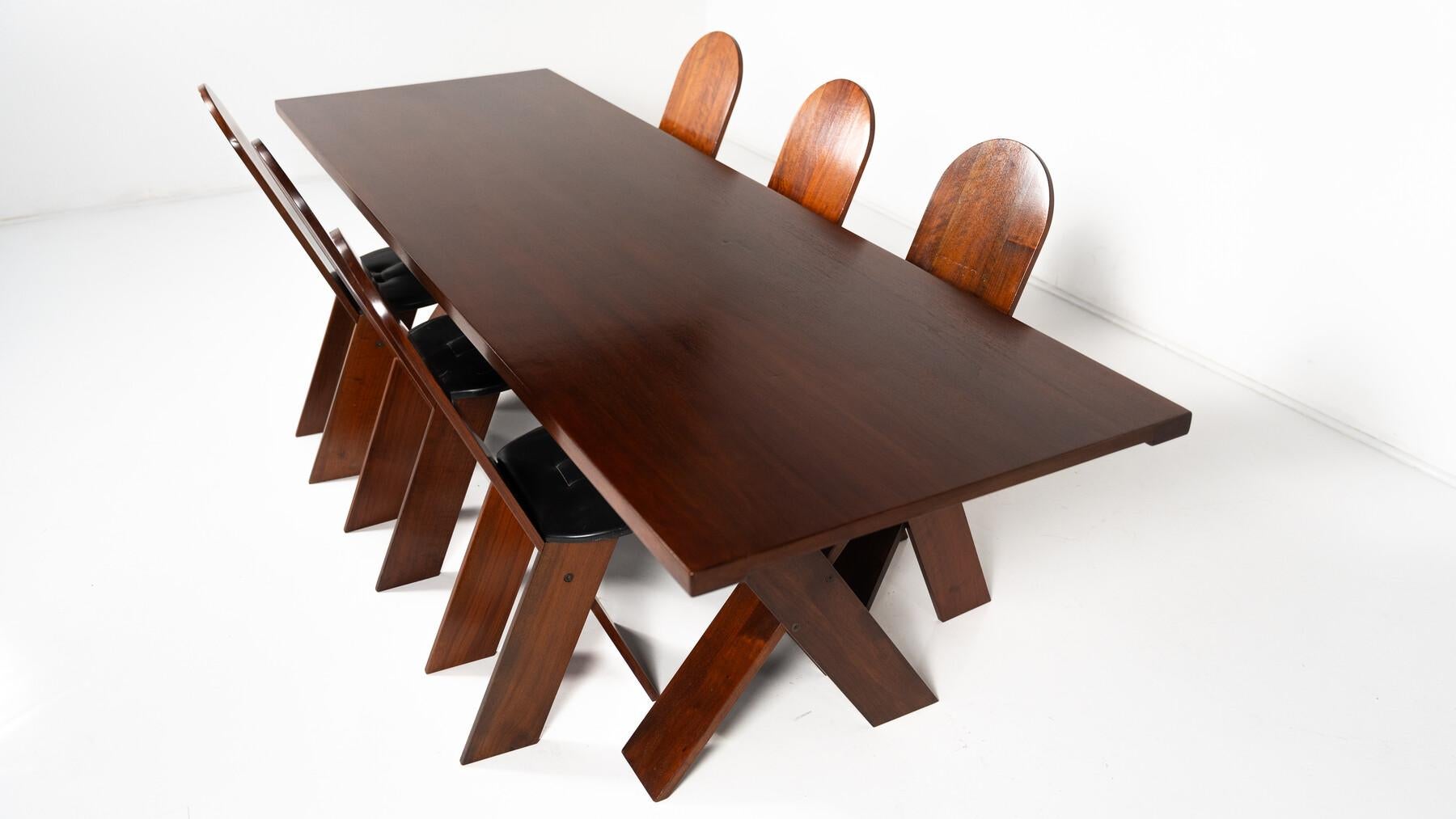 Mid-Century Modern Dining Set by Marco Zanuzo for Poggi, Italy, 1970s In Good Condition For Sale In Brussels, BE