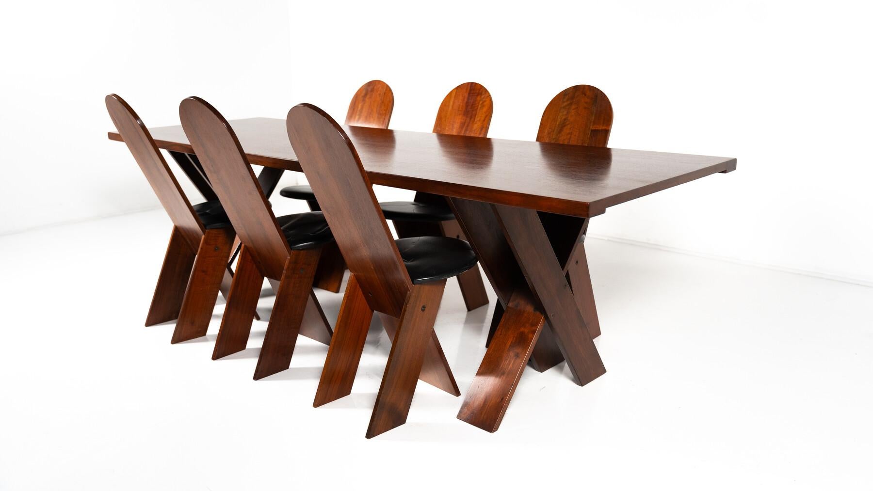 Late 20th Century Mid-Century Modern Dining Set by Marco Zanuzo for Poggi, Italy, 1970s For Sale