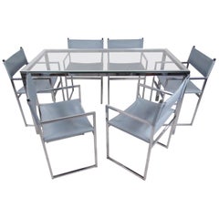 Retro Mid-Century Modern Dining Set in Chrome and Glass