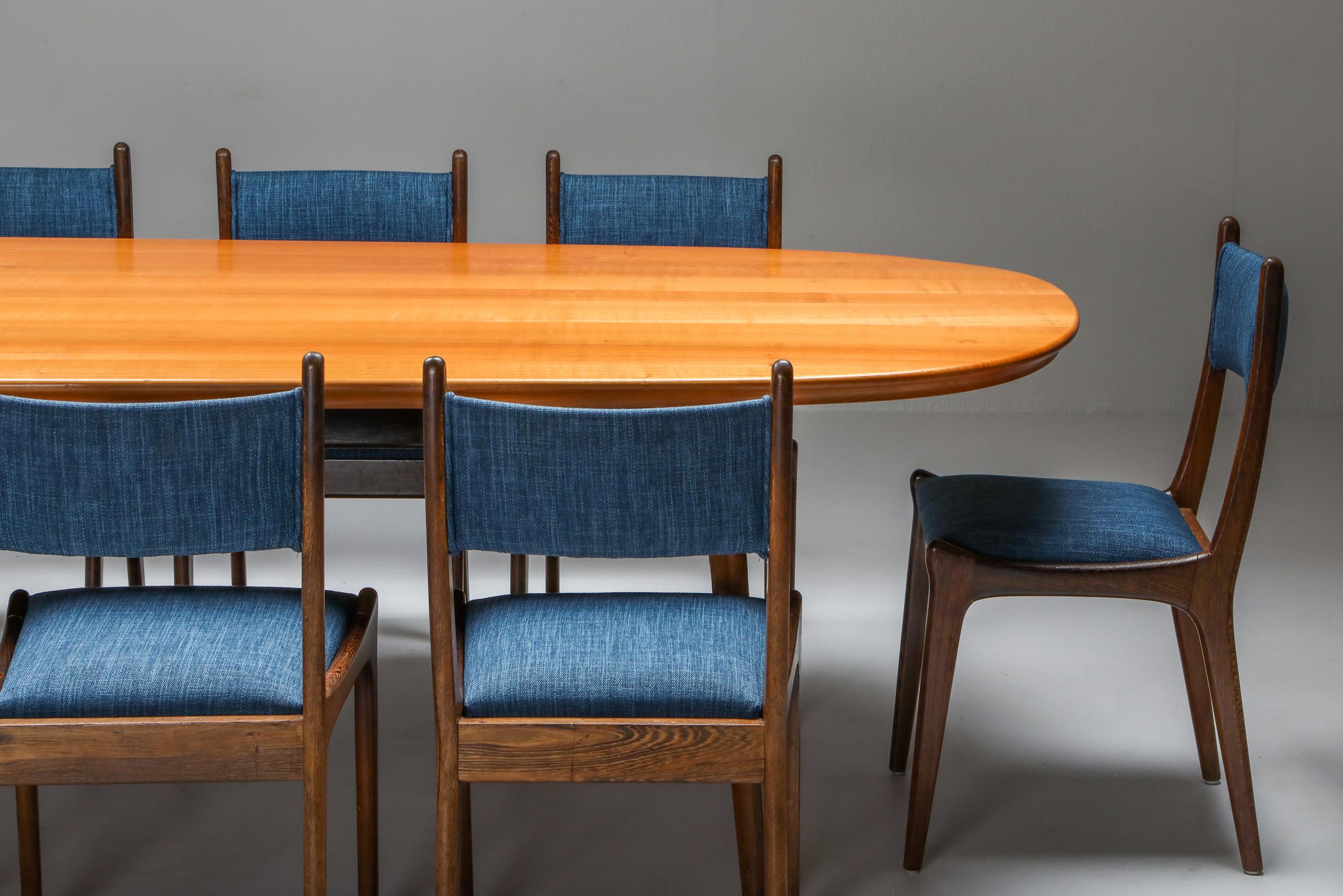 Belgian Mid-Century Modern Dining Set in Wengé and Cherry