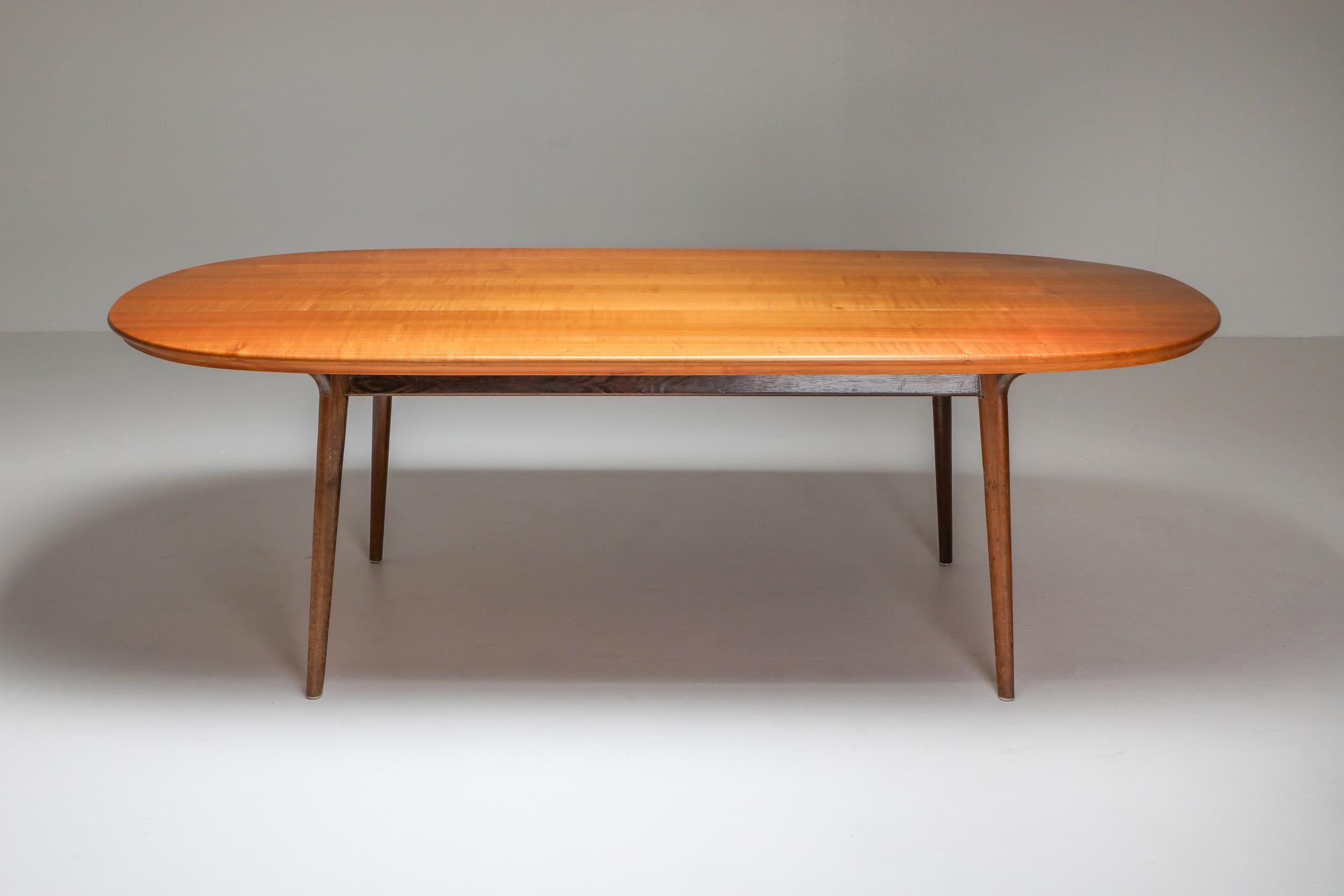 Mid-Century Modern Dining Set in Wengé and Cherry 2