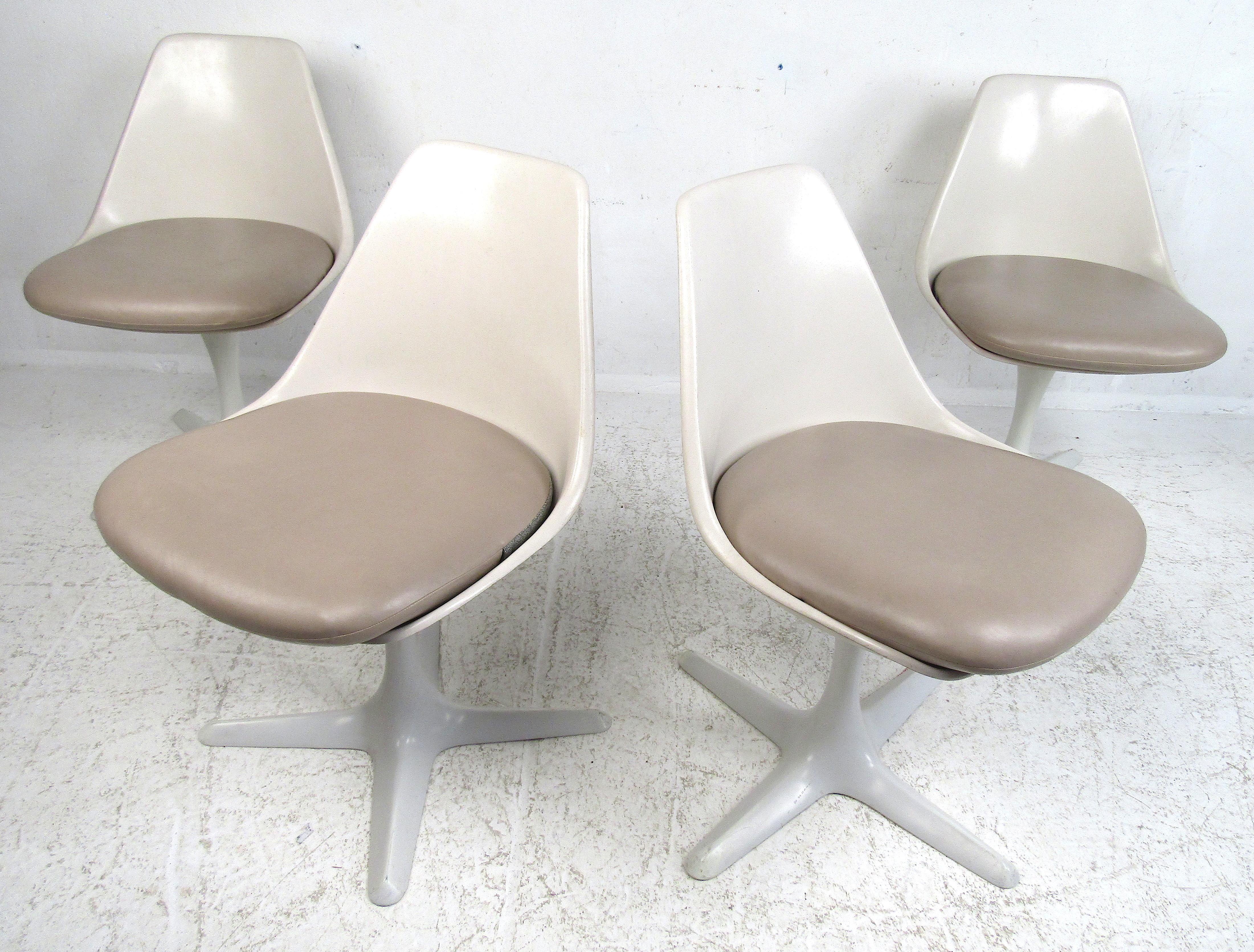 English Mid-Century Modern Dining Set of Burke Arkana Chairs with Tulip Style Table