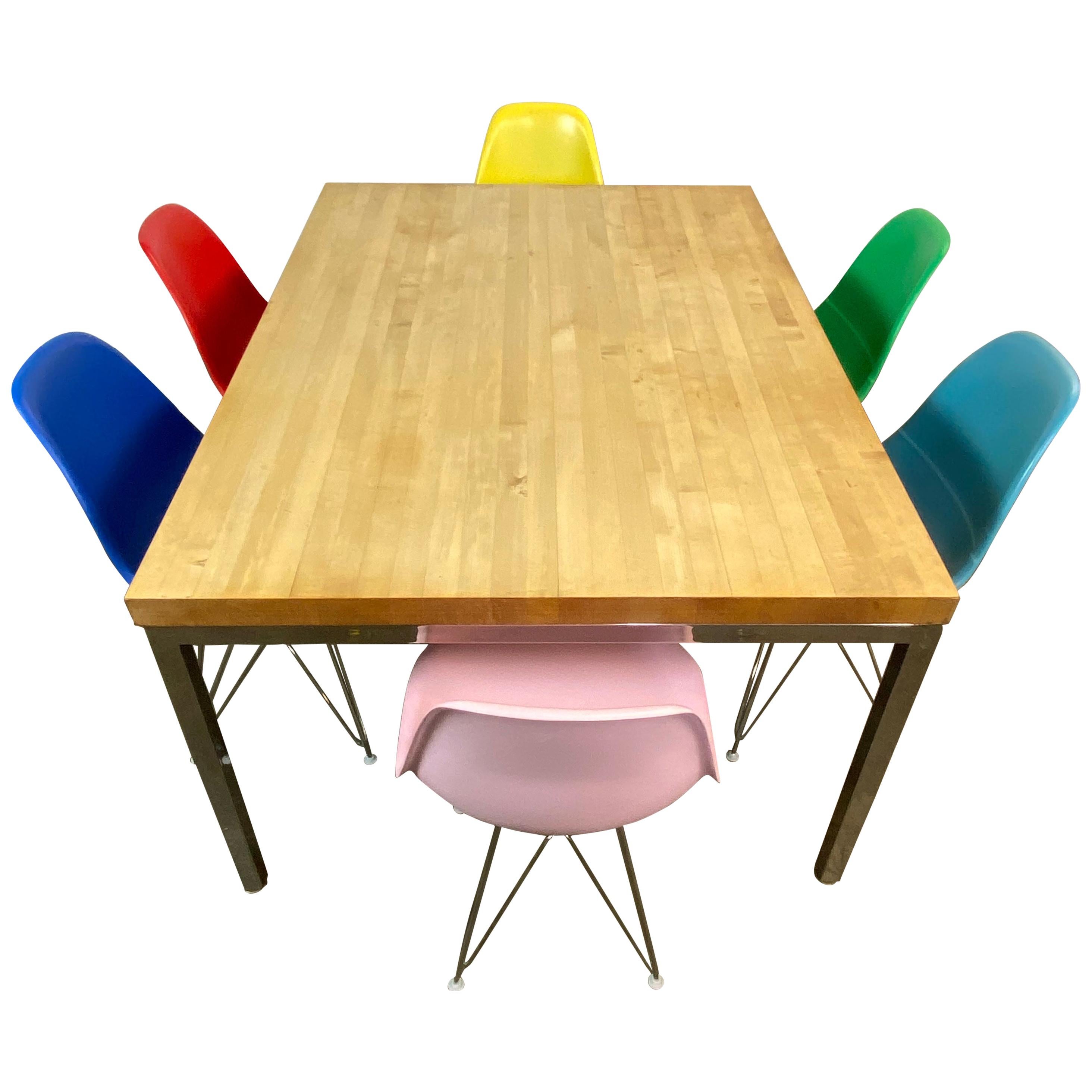 Mid-Century Modern Dining Set with Eames DSR Chairs