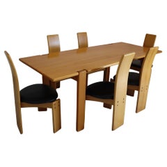 Mid-century Modern Dining Table and Chairs Set by Afra e Tobia Scarpa Italy 1970