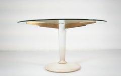 Mid-Century Modern Dining Table, Carrara Marble, Bronze and Glass, Italy, 1950s
