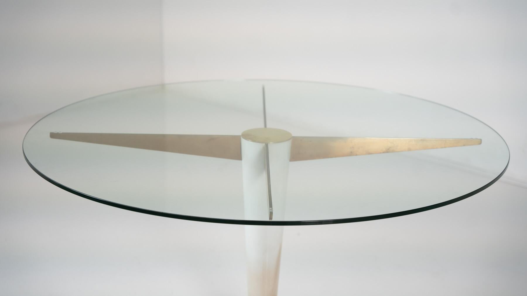 Table de salle à manger The Moderns, marbre de Carrare, bronze et verre, Italie, années 1950 en vente 2
